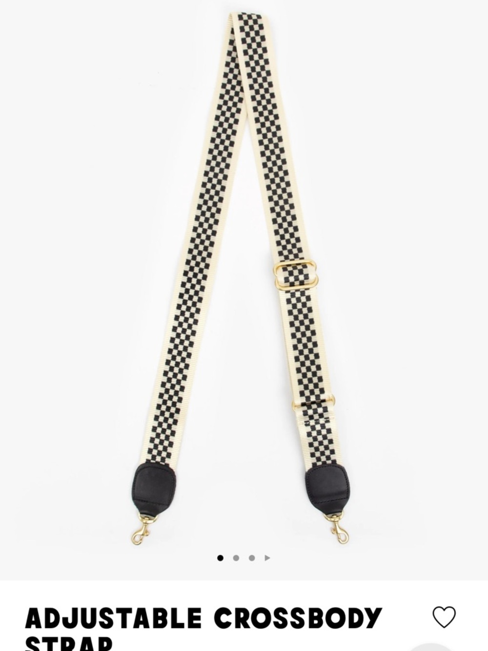 Detachable Beige & Black Checkered Bag Strap with Gold Hardware - Picture 3 of 7